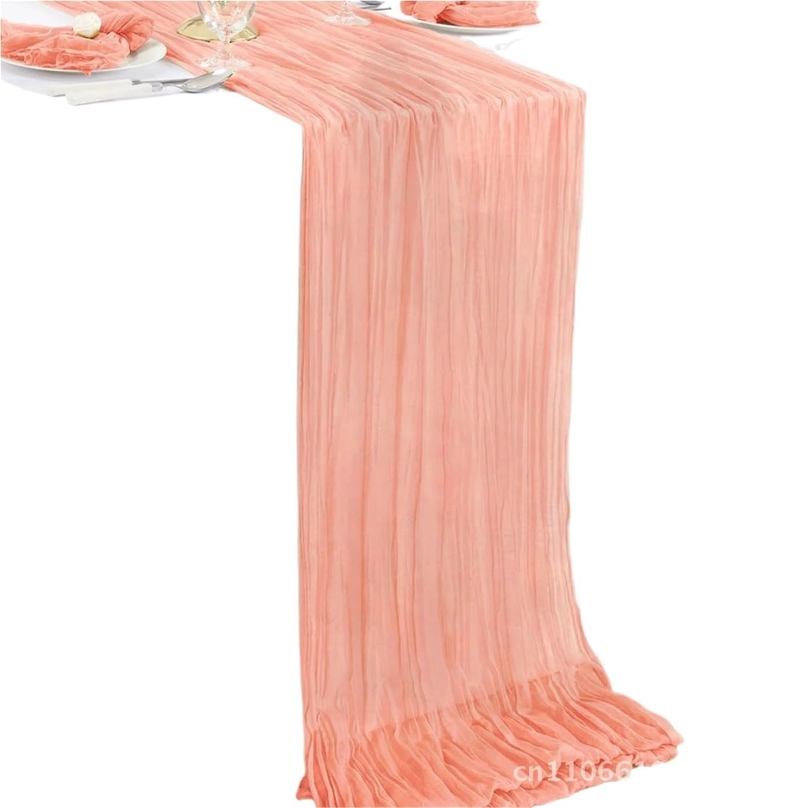 Pleated Transparent Tablecloth Cheese Table Runner Light Blue Coral Peach Wedding Thanksgiving Christmas