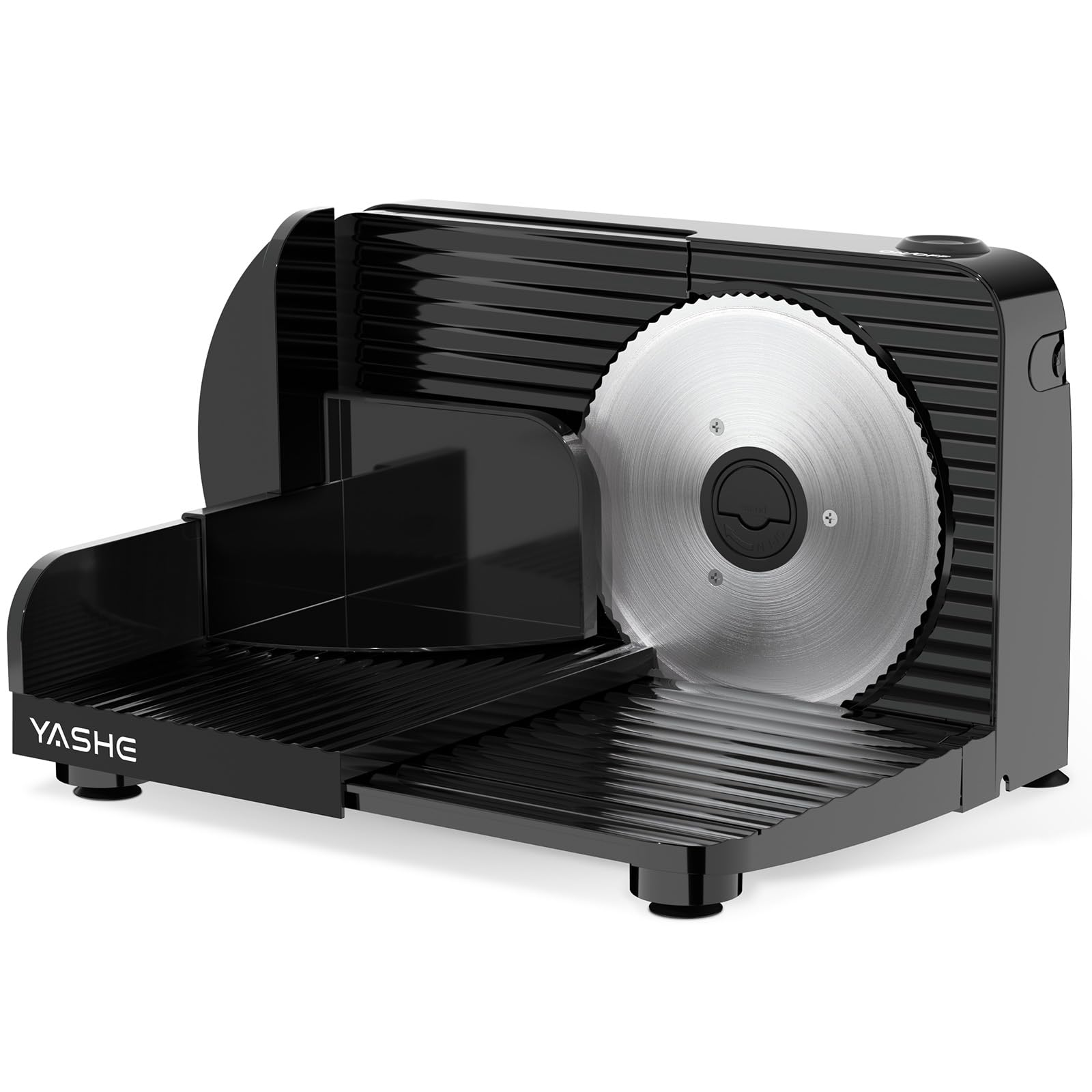 YASHE Affettatrice Elettrica Pieghevole 180W, Lama Inox 17 cm, Spessore Regolabile 0–15 mm, Compatta e Salvaspazio, Ideale per Carne, Formaggio, Pane e Verdure, Nera