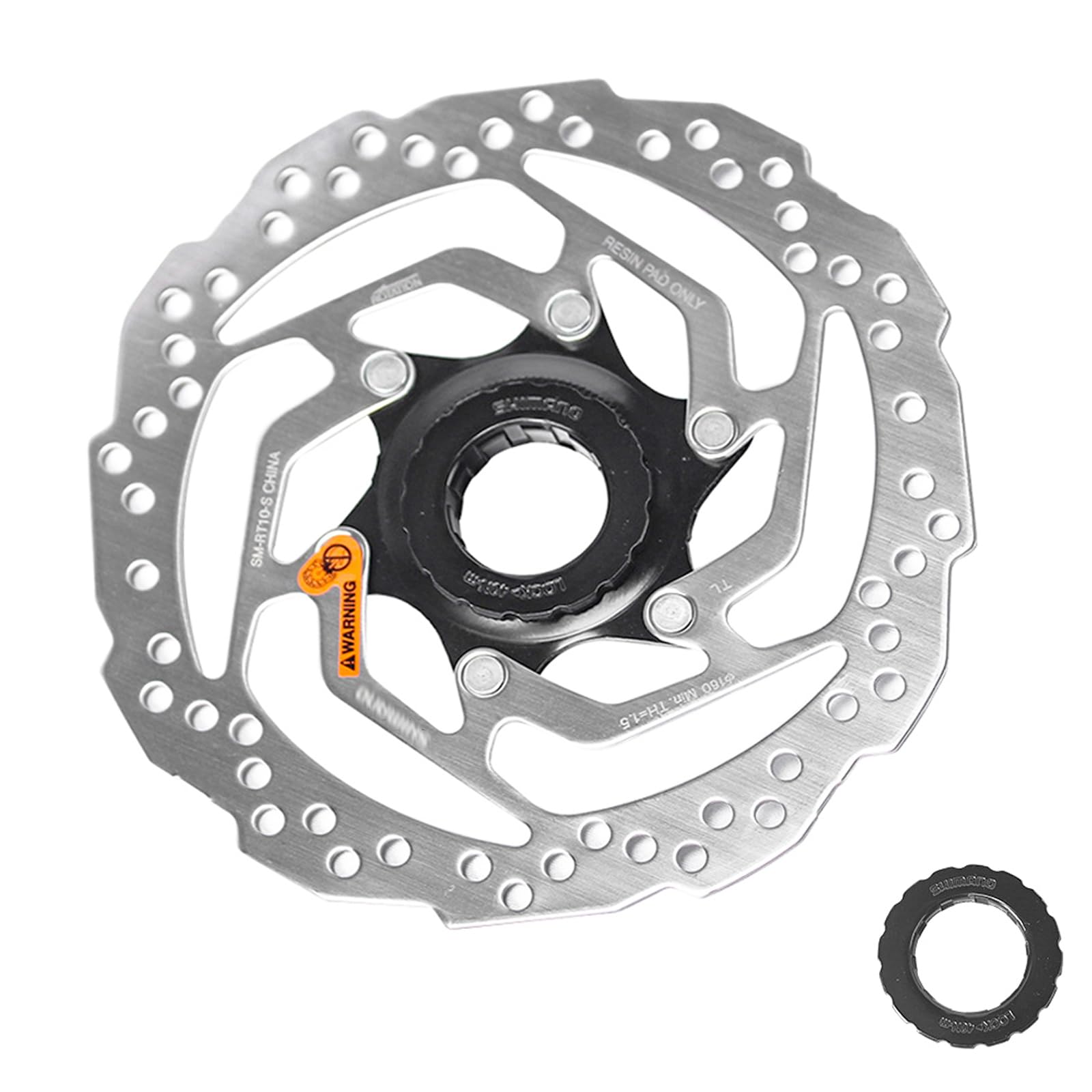 Fahrrad Center Lock Bremsscheibenrotor, kompatibel mit Shimano SM-RT10 Bremsscheibe 160mm Scheibenbremsscheibe mit Verriegelungsabdeckung, geeignet für Rennräder, MTB, BMX