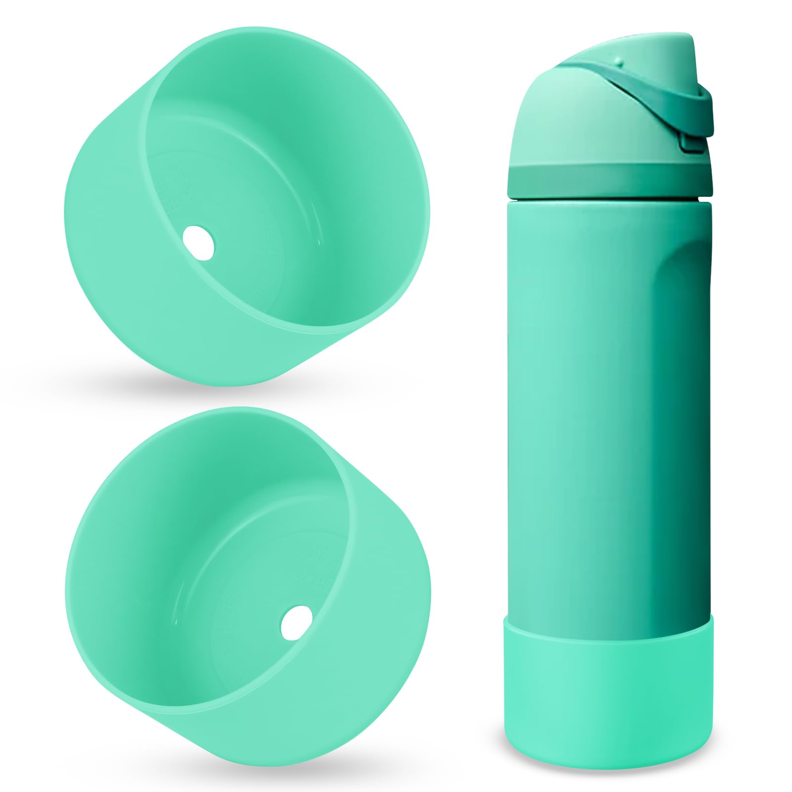 BKBY 2PCS Silicone Water Bottle Boot, Compatible with Owala 24oz 32oz 40oz, Protective Anti-Scratch & Anti-Dent No Noise Sleeve Cover for FreeSip/Twist/Flip Water Bottles (90s Kid, 24oz) — image 1