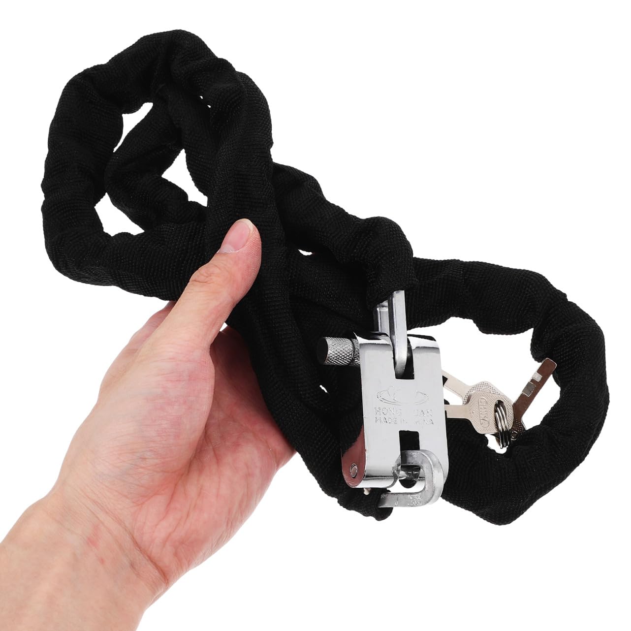 Lucchetto a Catena per Bicicletta e Moto 120cm, Acciaio al Manganese Nero | Leggero e Portatile, Anti Corrosione, per Ciclismo e Uso All'aperto, Protegge Biciclette e Oggetti