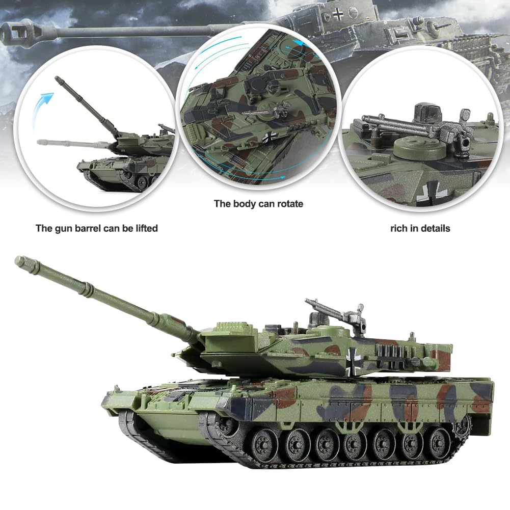 Tanque Militar de Leopardo a Escala 1/72 2A7, Juguete de Bloques de Construcción de Tanques, Militar Ligero Modelo de Carro de Combate Bloques de Construcción Regalos para Adultos