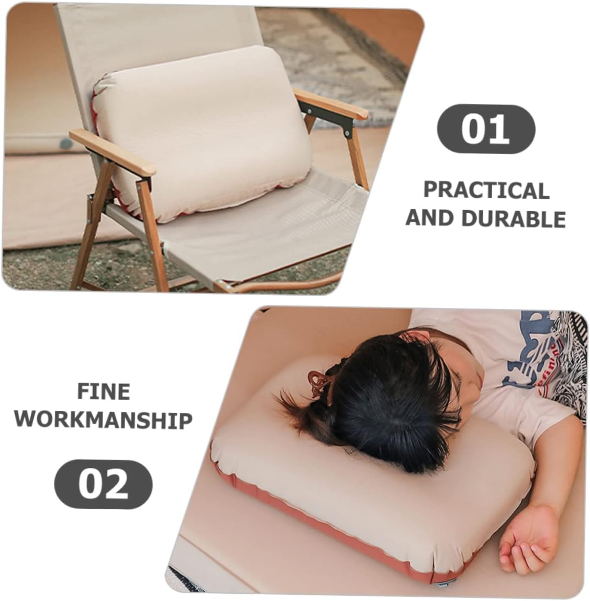 Inflatable Travel Pillow Ergonomic Camping Pillow for Neck and Head Support Portable Multi-Function Design Easy to Inflate for Outdoor Adventures and Home Use