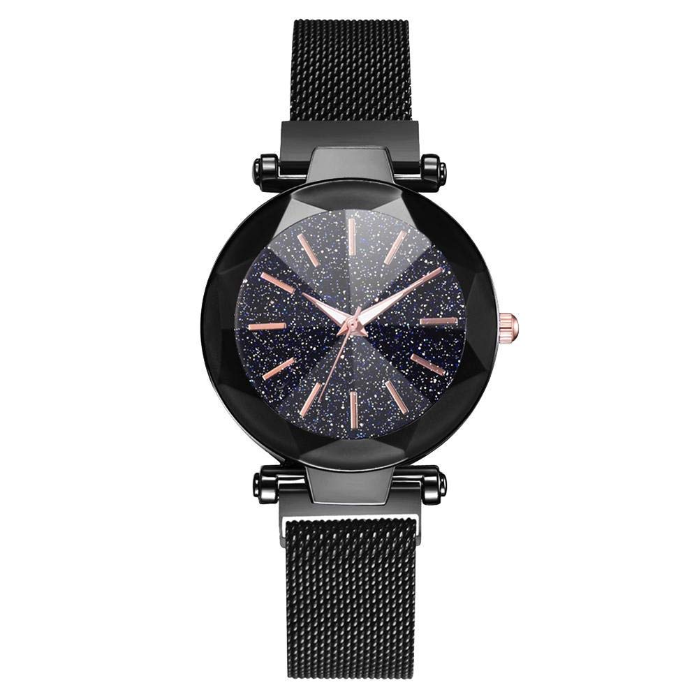 Gold Time Black Dial Magnetic mesh Bracelet Current Fashion Analogue Girls Woman & Ladies Watch (Color :- Black) (B09PKYTVHD) Amazon Price History, Amazon Price Tracker
