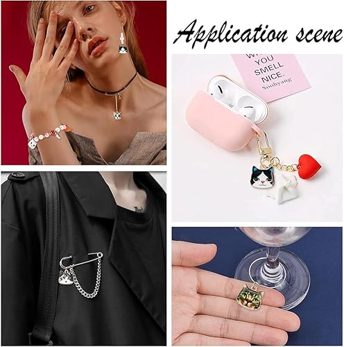 Miniatura 6 de SUNNYCLUE 1 caja de 8 estilos 48 piezas de dijes esmaltados de gato de aleación a granel, cabeza de gato, dijes para fabricación de joyas,