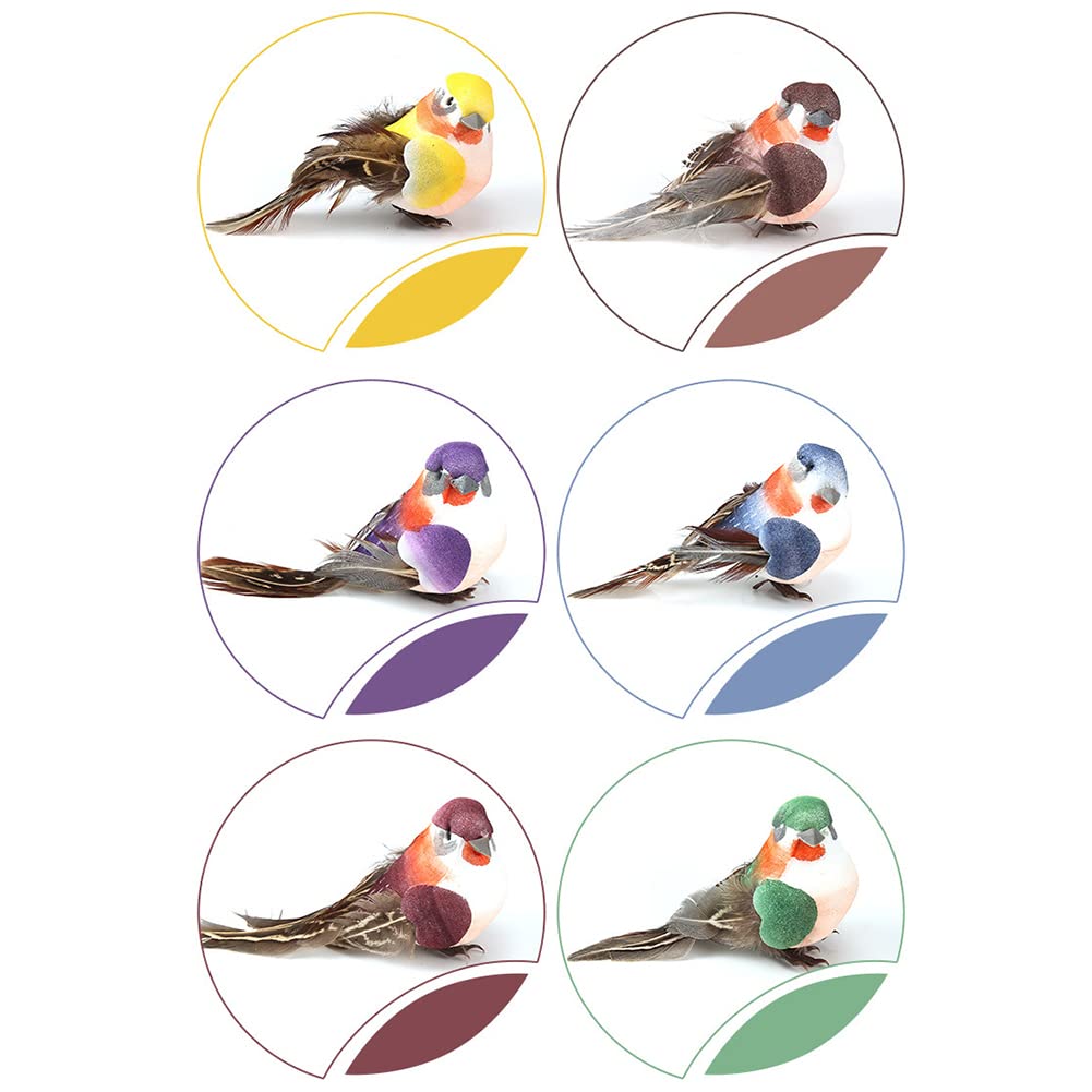 12 stuks veer-vogelmodel, 12 kunstmatige vedervogels, kunstschuim, gevederde decoratie voor tuin en buiten