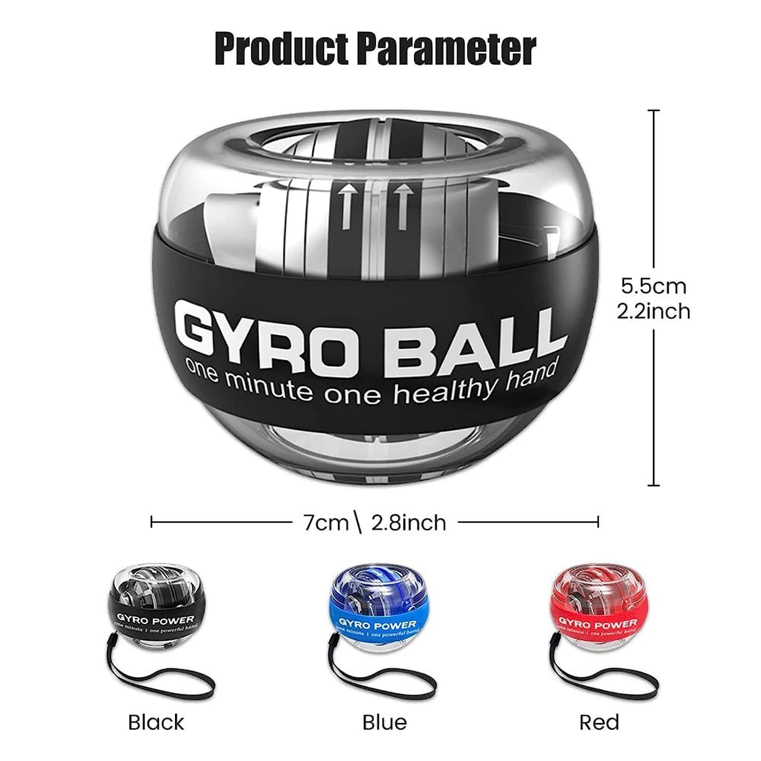 keskriva Gyro Ball, Strengthening Device, Hand Enhancer, Forearm Exerciser, Used to Strengthen Arms, Fingers, Bones and Muscles Auto-Start Power Trainer for Stronger Arm Muscle with 2