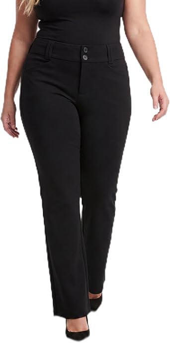 Torrid Womens Plus Size Studio Trouser Bootcut Ponte Pant, Deep Black, 26 Regular