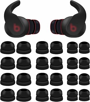 12 Pairs Double Flange Compatible with Beats Fit Pro Ear Tips Buds, S/M/L 3 Size Replacement Noise Reduce Silicone Wing Eartips Earbuds Earplug Fit in Case for Beat Fit Pro - Black