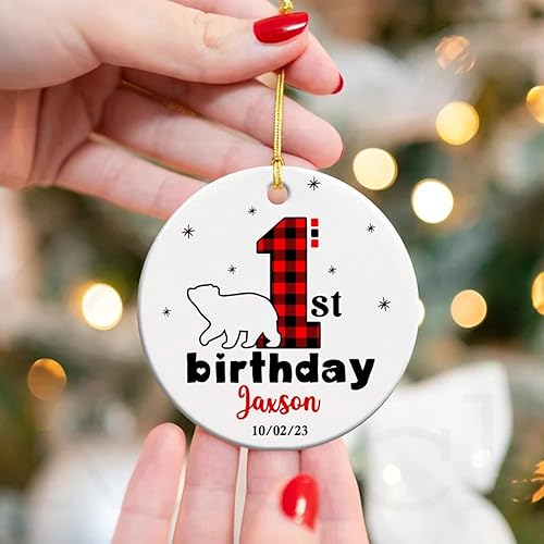 Vista 53 de Adorno de cerámica personalizado para la segunda Navidad del bebé, vaca lechera Feliz Navidad 2025, regalo personalizado para los amantes