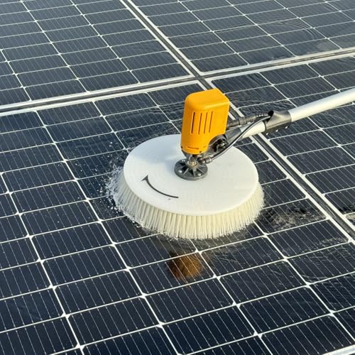 Cepillo de Limpieza para Paneles solares: fregador eléctrico de Alta eficiencia con Mango telescópico para una eficaz eliminación de Polvo y Suciedad. Ideal para el mante