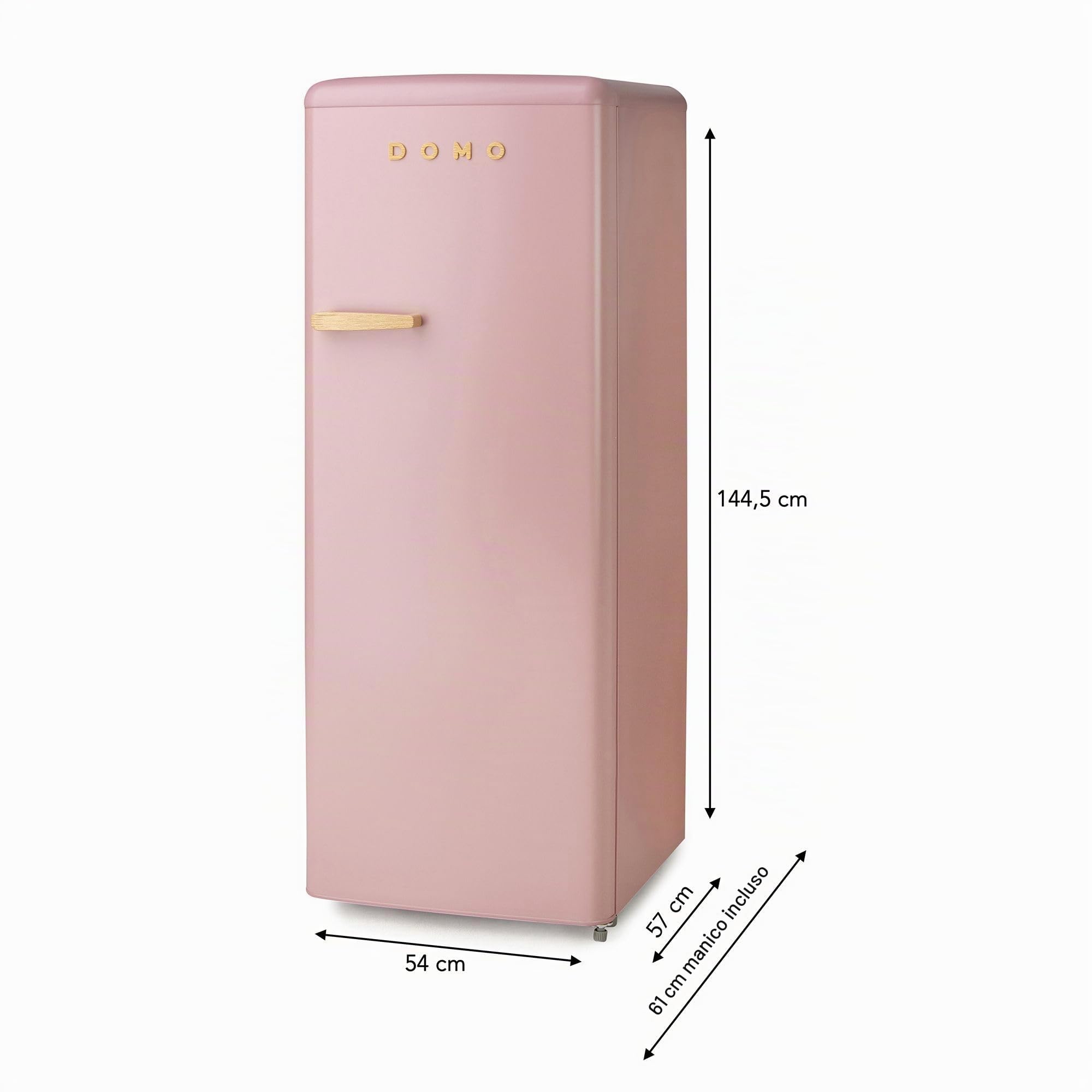 DOMO Frigorifero Mono Porta Retro' Vintage DO91708R Rosa144 cm CL. D