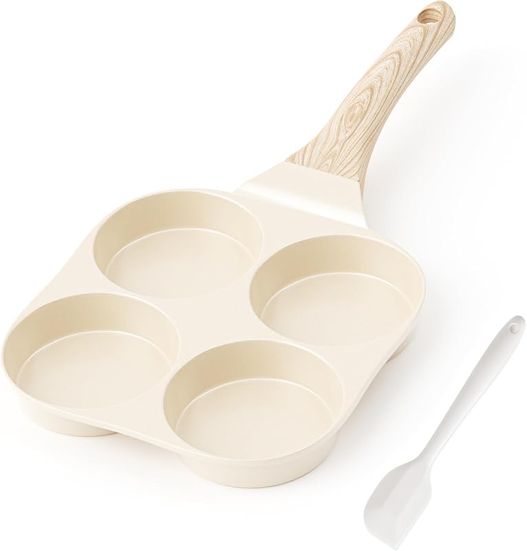 RIOVARM Padella antiaderente per frittata a induzione Padella per uova piccola per piano cottura a induzione Padelle a forma rotonda per 4 tazze Padella creativa carina per la colazione Padella sana