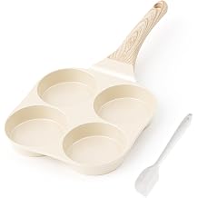Caannasweis Ceramic Egg Pan Omelette Pan, 4-Cup Nonstick Omelette Skillet, Breakfast Frying Pan Egg Cooker Suitable for Gas Stove & Induction Cookware, PFOA PFOS Free, Yellow