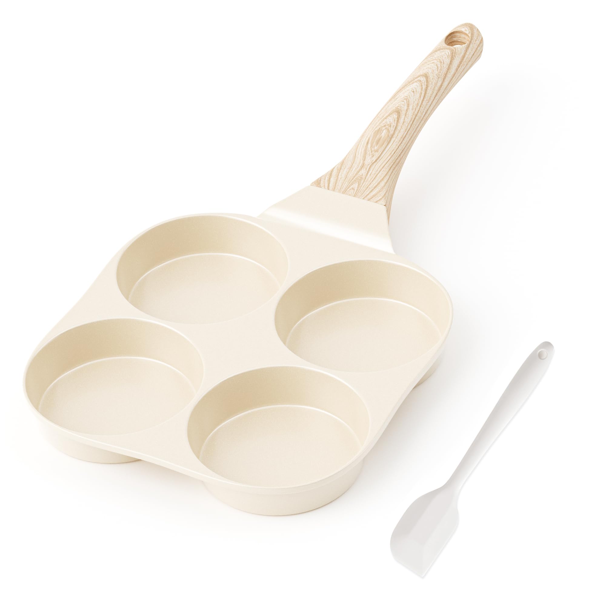 RIOVARM Induction Omelette Pan Ceramic Non Stick Egg Frying Pan Small Frying Pan for Induction Hob 4-Cup Round Shaped Skillet Pans Creative Cute Breakfast Pan Healthy Pan PFOA Free