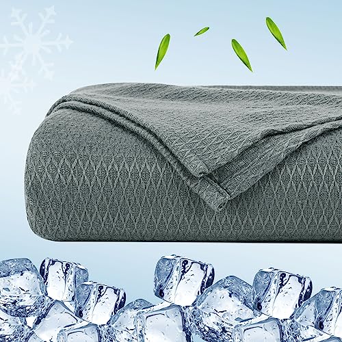 PiccoCasa Cooling Bamboo Blanket All Seasons Breathable for Hot Sleepers Soft and Lightweight for Bed Sofa Thin Blanket Summer Keep Cool Dark Gray Single 150x200cm - Image 3
