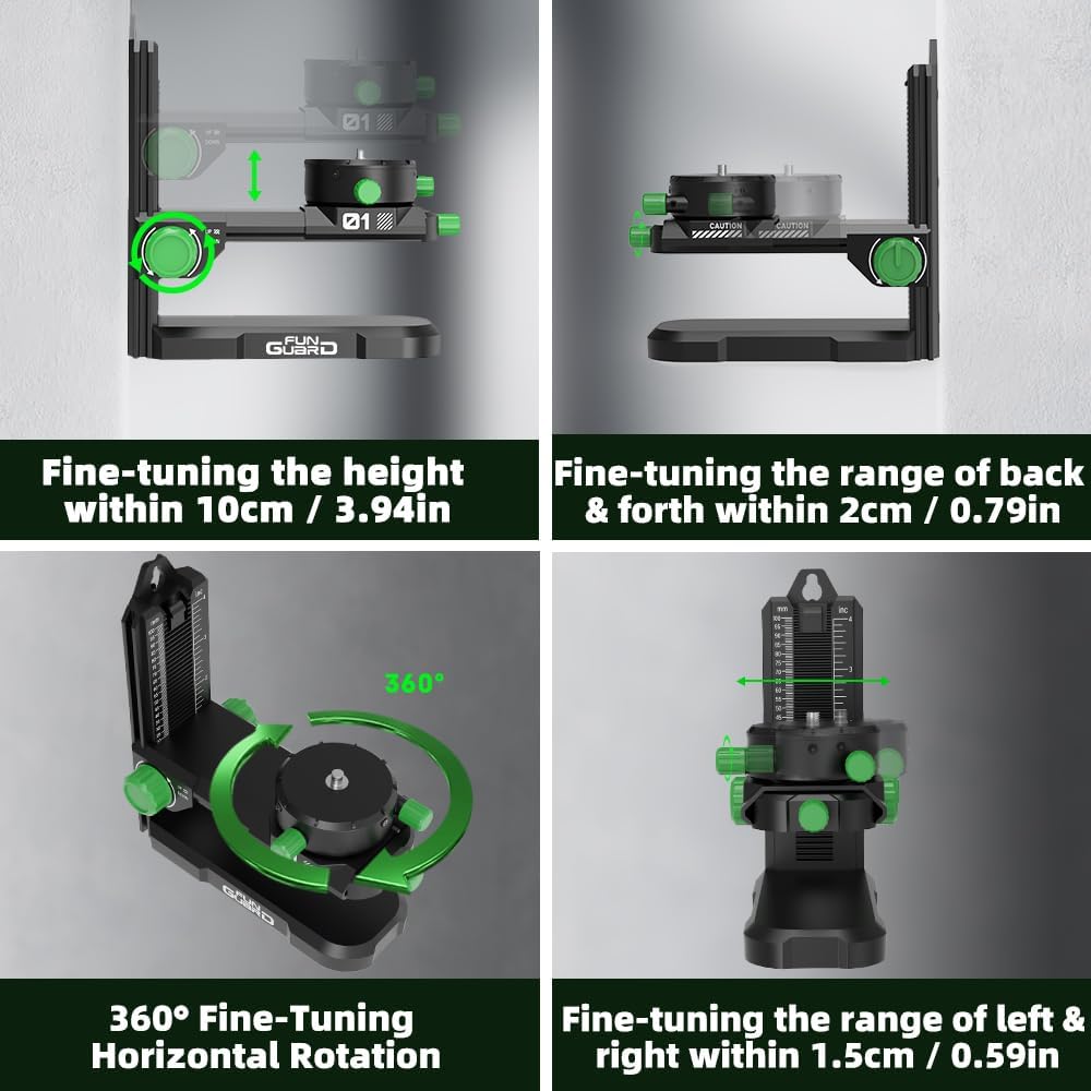 Fine-tuning Bracket Laser Level Adapter, Multifunctional Magnetic Pivoting Base, 360° Adjustable Support with 1/4"-20 Male Threaded, Height Adjustment