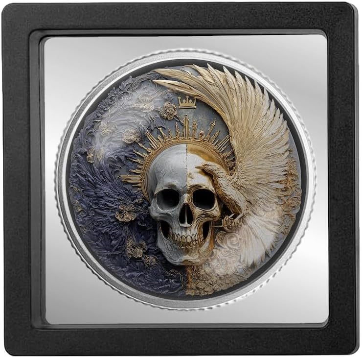 Winged Skull Sobriety Coin | Personalized AA NA Recovery Token | Custom Name Sobriety Date | Gold or Silver | Sobriety Chip Gift (Gold)