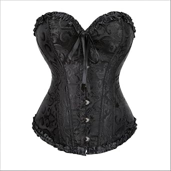 Corset Tops for Women, Bustier Shapewear Lingerie, Waist Shaping Lace Push Up Bodysuit Pleated Lace Corset TopsBlack1,XXL