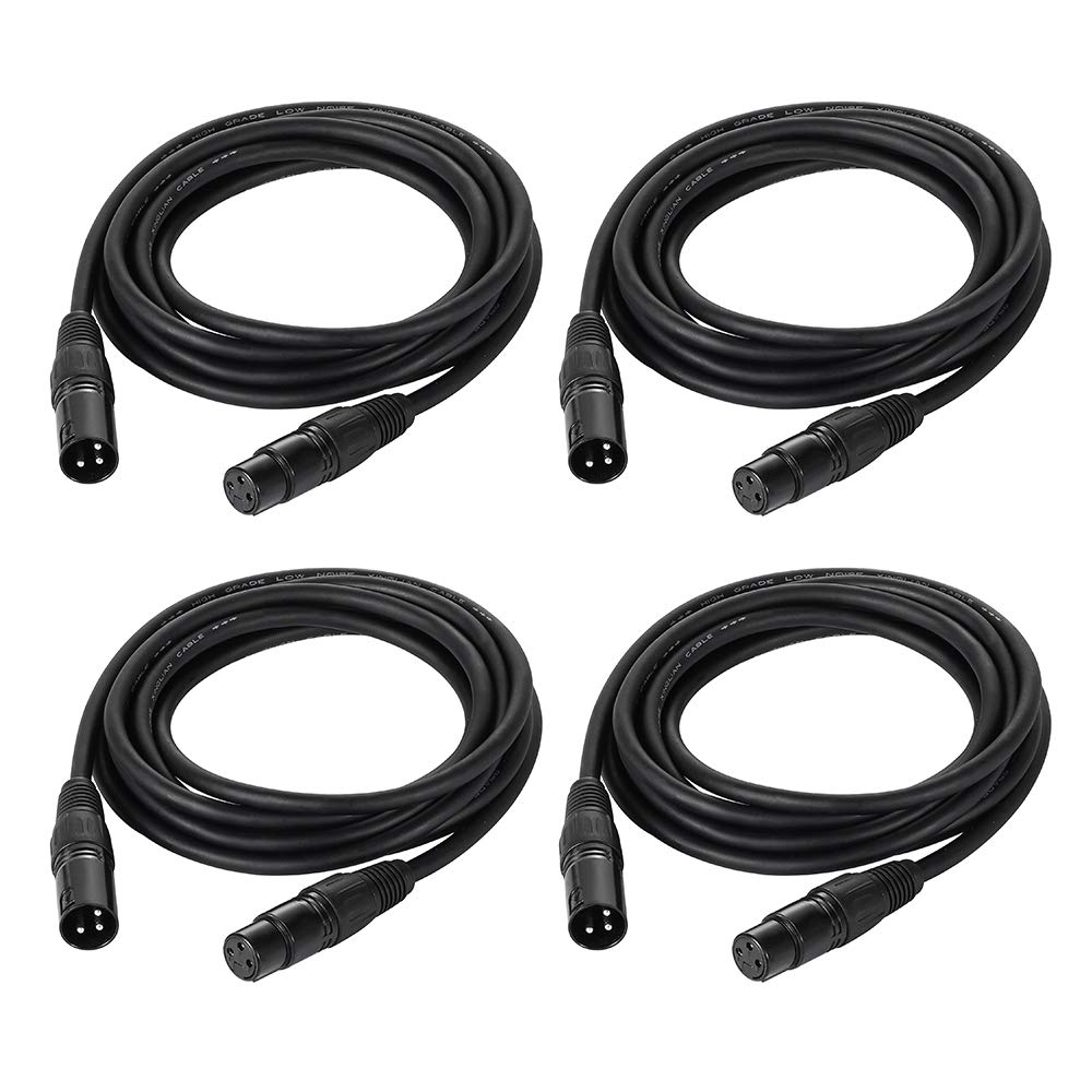 10ft / 3.04m DMX Cable, 4 Packs HiLite 3 Pin DMX Cables DMX Wires