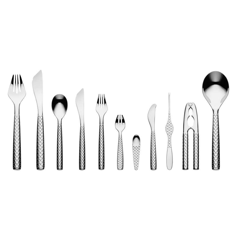 Alessi Colombina Fish Forchetta da Pesce, Acciaio Inossidabile, Argento, 5.50 x 4.50 x 23 cm