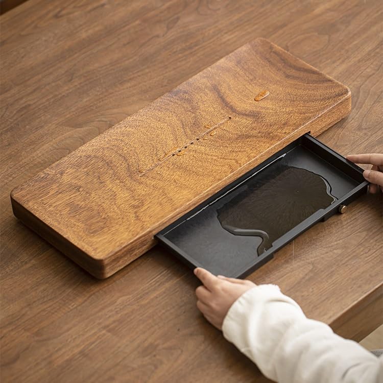 Tea Set Tea Tray Household Multi-Specification Water Storage Tea Tray, Drainage Simple Solid Wood Tea Tray Tea Tray Chinese Tea Set,M