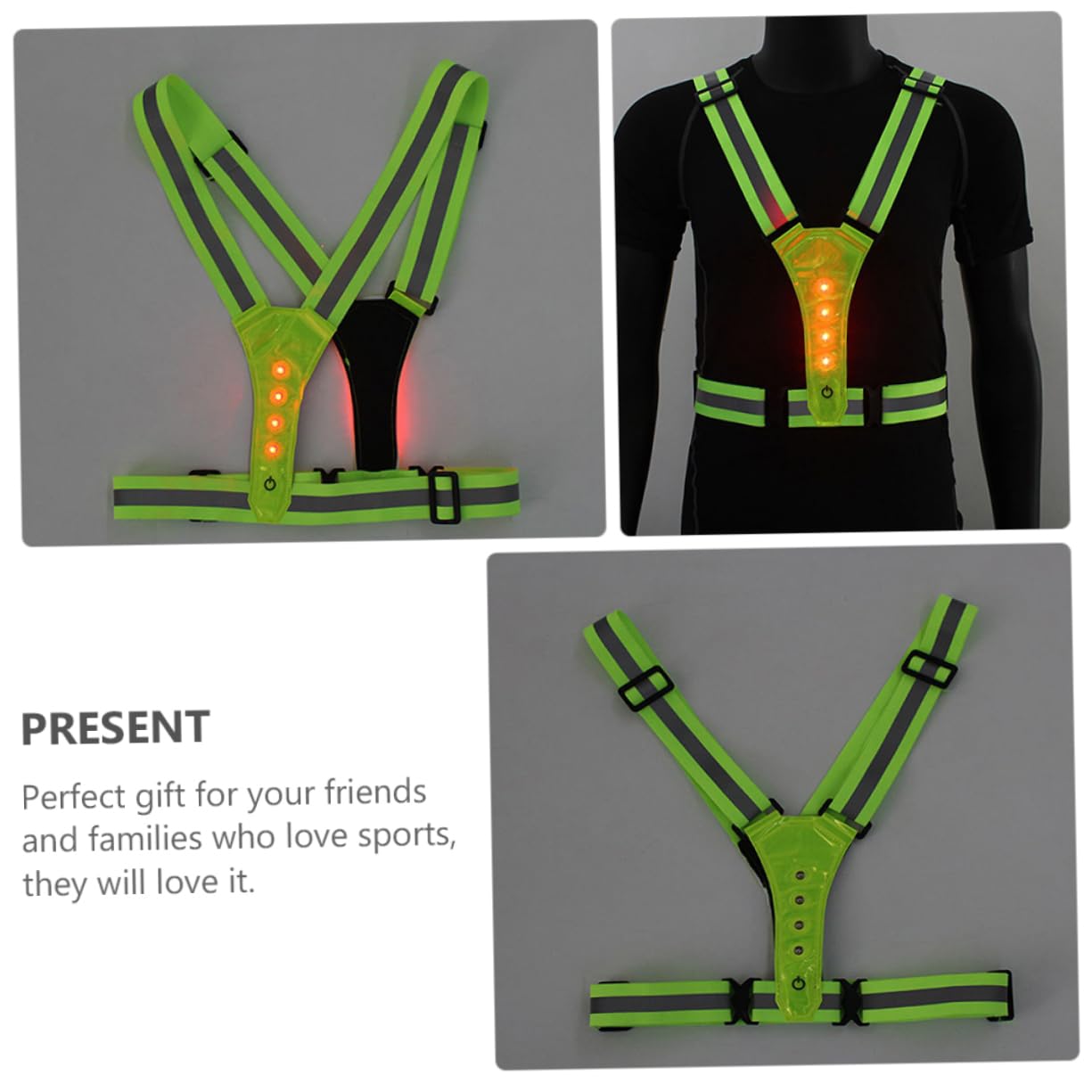 Uonlytech 3pièces Gilet Réfléchissant Led Ajustable Haute Visibilité Pour Course Nocturne Cyclisme Et Randonnée Équipement De Sécurité Extérieur Fluo