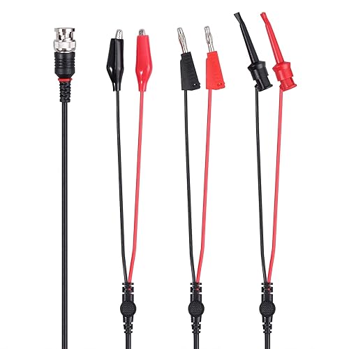 Miniatura 3 de Proster Kit de cables de prueba BNC  Cables de prueba BNC macho a doble pinza de cocodrilo, cables de prueba BNC macho a doble gancho de prueba,