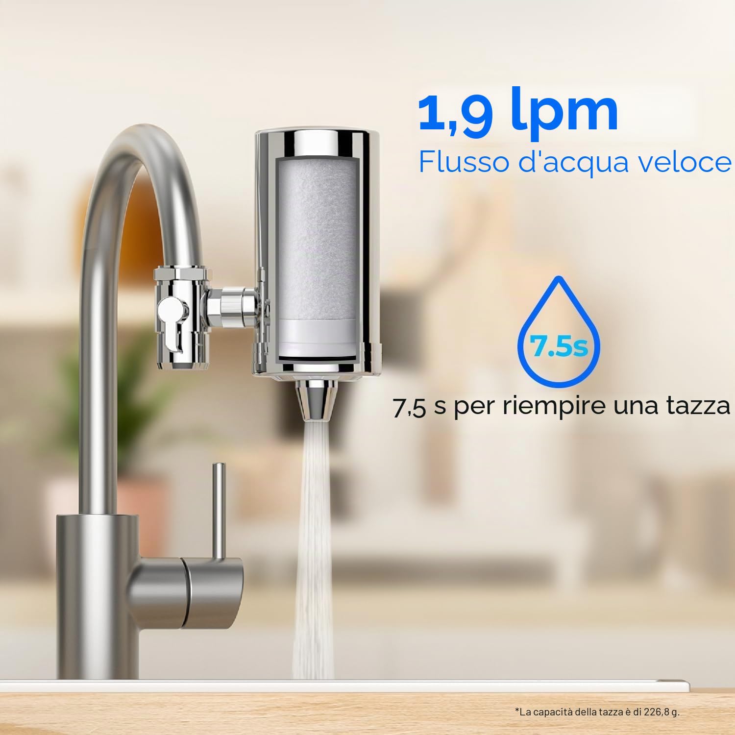 Waterdrop WD-FF-03A Filtro Sostitutivo per Rubinetto WD-FC-06, Riduce del 94,42% Cloro, Cattivo Sapore e Altro, Dura Fino a 9 Mesi (Confezione da 3)