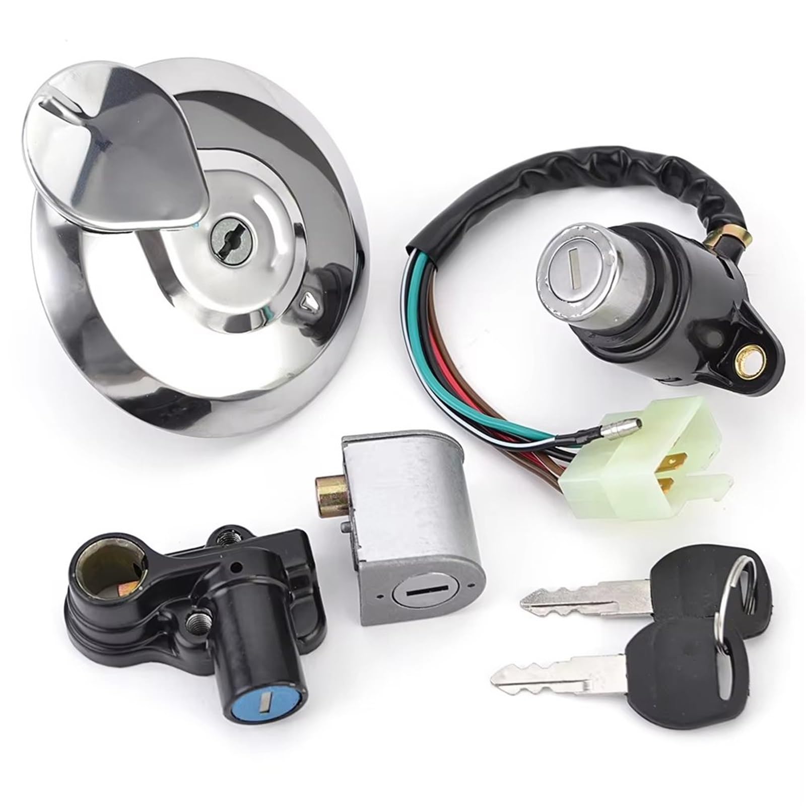 Juego llaves contacto Compatible Con Para CBT125 Interruptor Encendido Motocicleta Para Kit Llave Bloqueo Asiento Accesorios Repuesto Interruptor Encendido