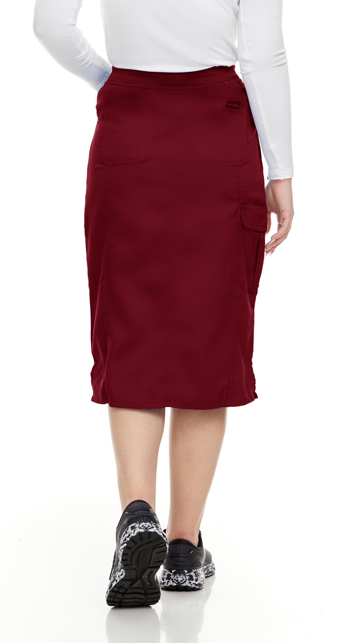 MediChic Women's Stretch Scrub Skirt - 5-Pocket, Comfortable & Durable Workwear Skirt for Healthcare, Medical Nurse, Wine