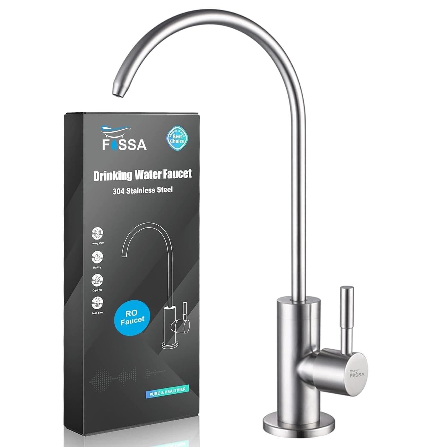 Fossa RO Tap Kitchen Water Filter Faucet, 100% Lead-Free Drinking Water Faucet Stainless Steel Brushed Nickel Finish (Silver) (B0CVL3CMKP) Amazon Price History, Amazon Price Tracker
