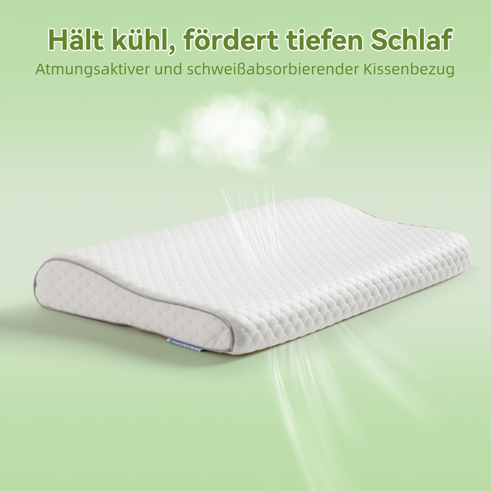 Cojín infantil Almohada para niños de 3 a 10 años, ergonómico, espuma con memoria, funda de algodón Öeko-Tex 30 x 51 x 4/6 cm, 2 alturas diferentes