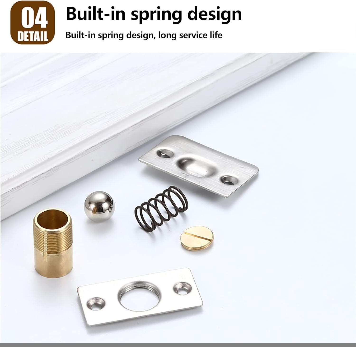 Kugelschnäpper Hardware für französische Türen, verstellbarer Kupfer-Türriegel mit Schließblech, 2 Stück, Drive-In-Design für unsichtbare Speisekammer