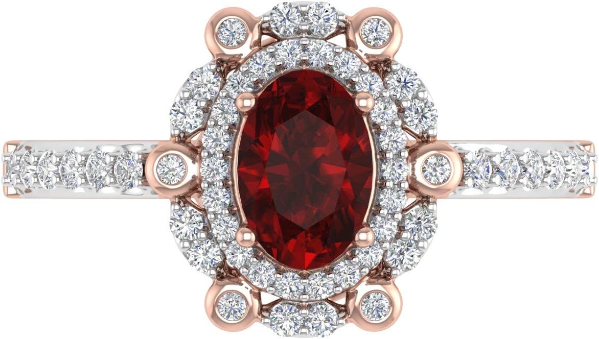 1 1/4 Carat Oval Shape Ruby and Round Diamond Engagement Ring in 10K Gold - Image 3