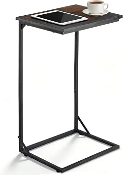 C Shaped End Table for Couch, Small Side Table for Living Room & Bedroom