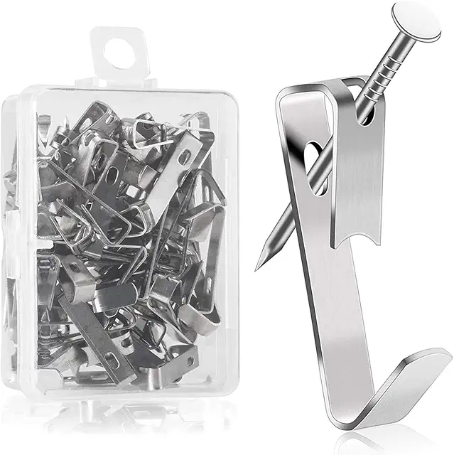 Heavy Duty Frame Hanging Hooks with Nails, 30 lbs Capacity, Silver 80 pcs