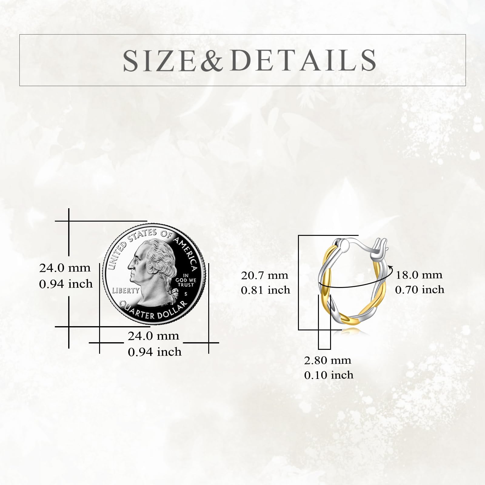 AXELUNA Zweifarbige Ohrringe 925 Sterling Silber aus gemischtem Metall 18K Gold und Silber gedrehte Ohrringe Zweifarbiger Schmuck für Frauen Mom