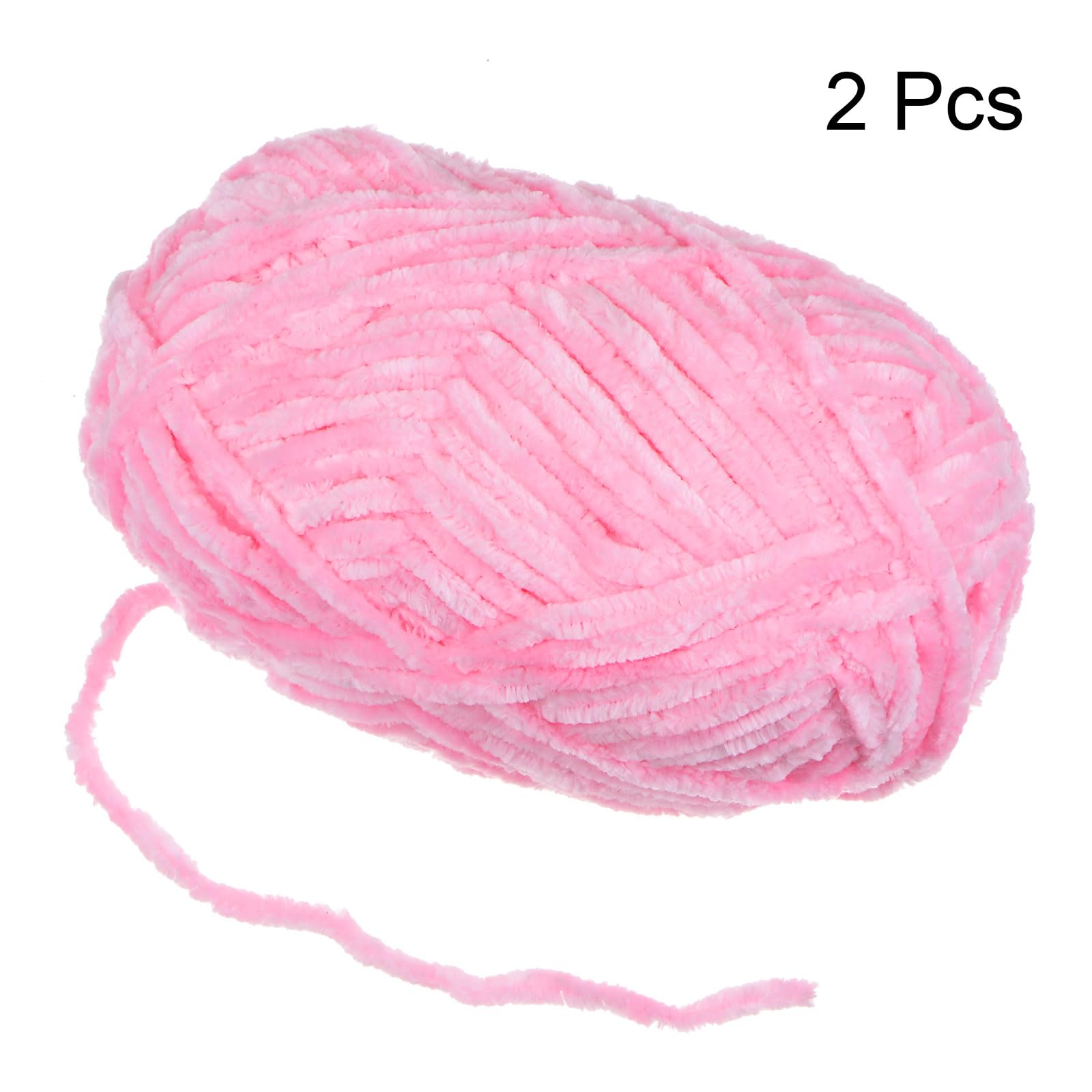 Uxcell uxcell 2Skeins Velvet Yarn Chenille Yarn 2x100g/7.1oz 174 Yards Total Length #6 Super Bulky Polyester Soft Blanket Yarn for Knitting Weaving Bag Scarf Pink - Image 3