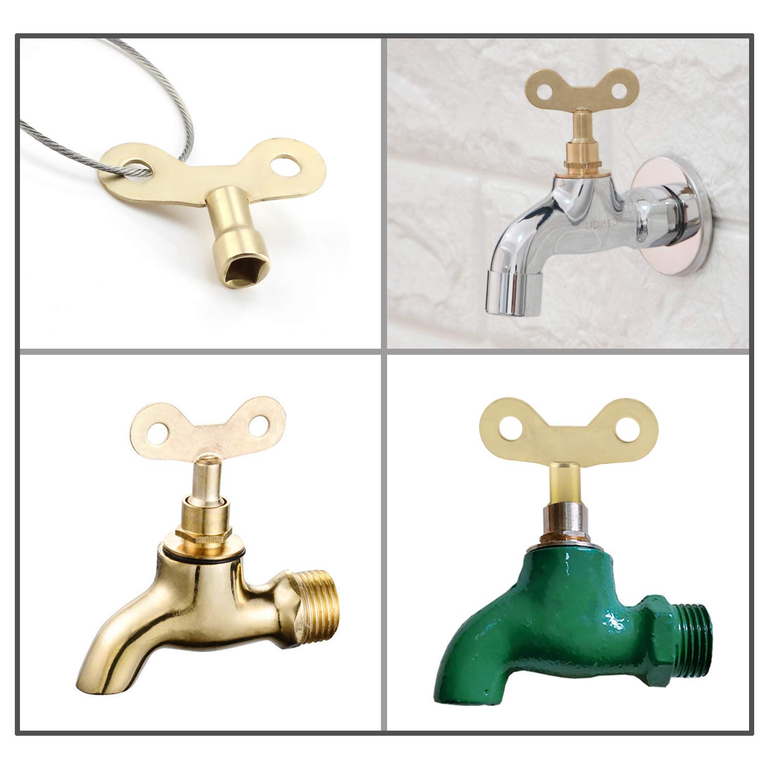MWOOT 2 Pezzi Chiave del Rubinetto Faucet Key con Filo Portachiavi,Tasti del Rubinetto dell'Acqua Chiavi della Valvola del Radiatore Water Tap Keys