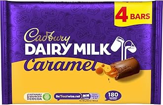 Dairy Milk Caramel Chocolate Bar, Milk Chocolate with Smooth Caramel Filling, 4 x 37 g Bars Per Pack (1 Pack Total)