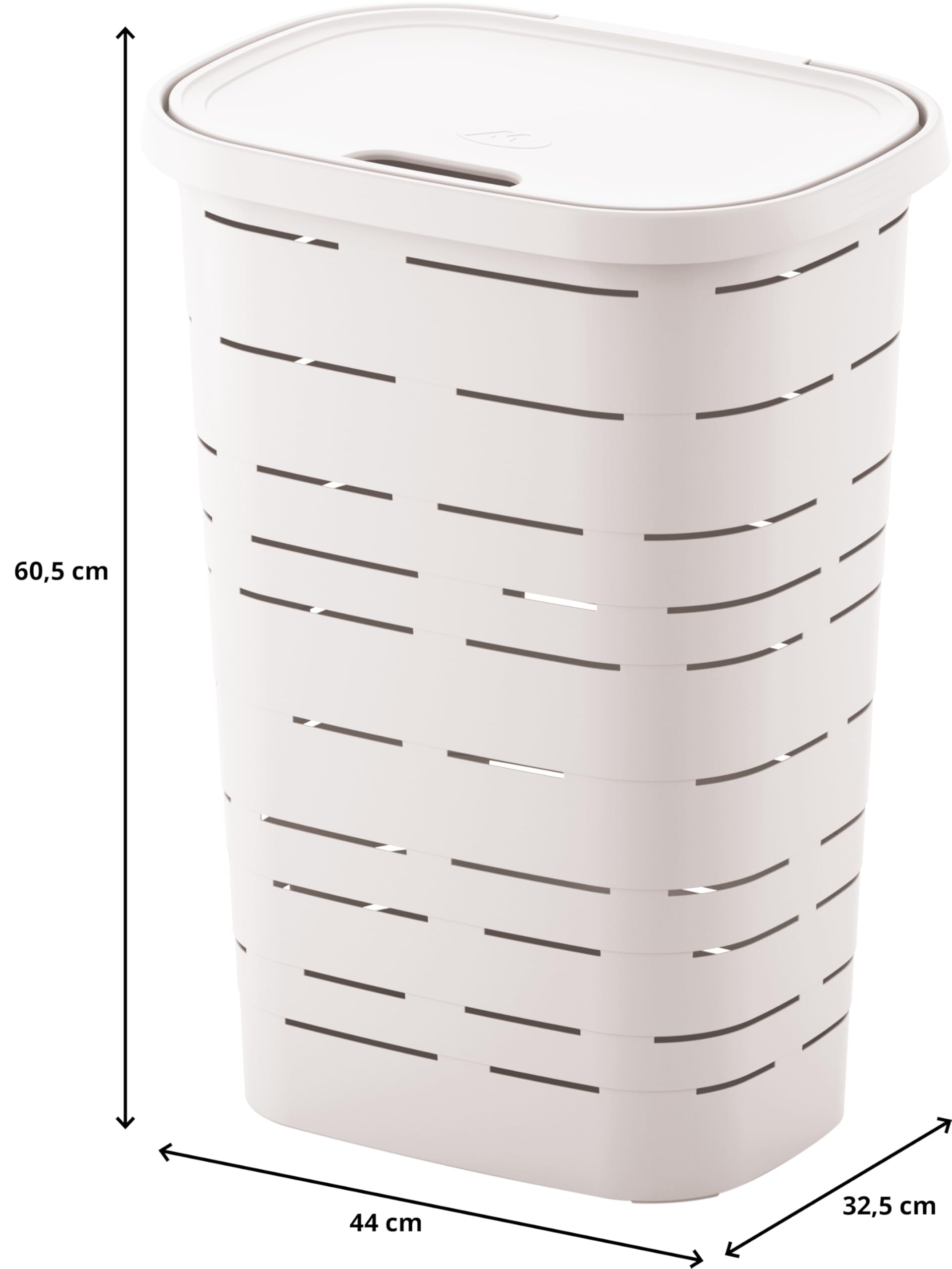 M home by Mazzei Mondex Wäschekorb aus Kunststoff, 55 l, Weiß, robuster Wäschekorb mit Deckel, 44 x 32,5 x 60,5 cm, ideal für Badezimmer, Waschküche, Schlafzimmer