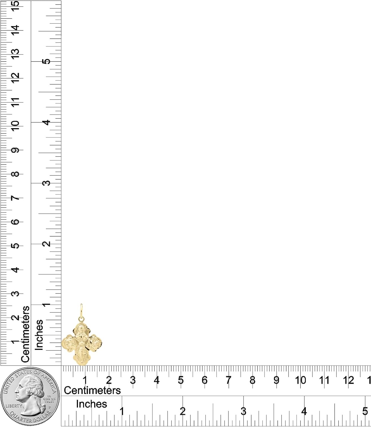 14KT Gold-Filled Small Four-Way Medal with 18"" Gold Plated Stainless Steel Chain, 18"", Yellow