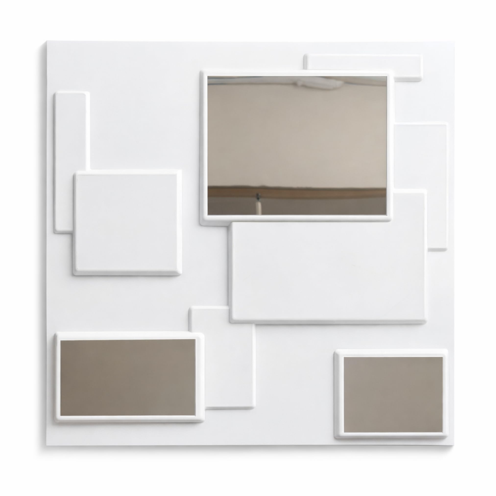 DECOVISION 3D Mirrored Wall Panels 50 x 50 cm, PVC Mirror Tiles, Waterproof Fireproof and Lightweight, Easy to Install Decorative Wall Cladding for Living Room Bedroom Hallway (Idea, 1 m² - 4 Panels)