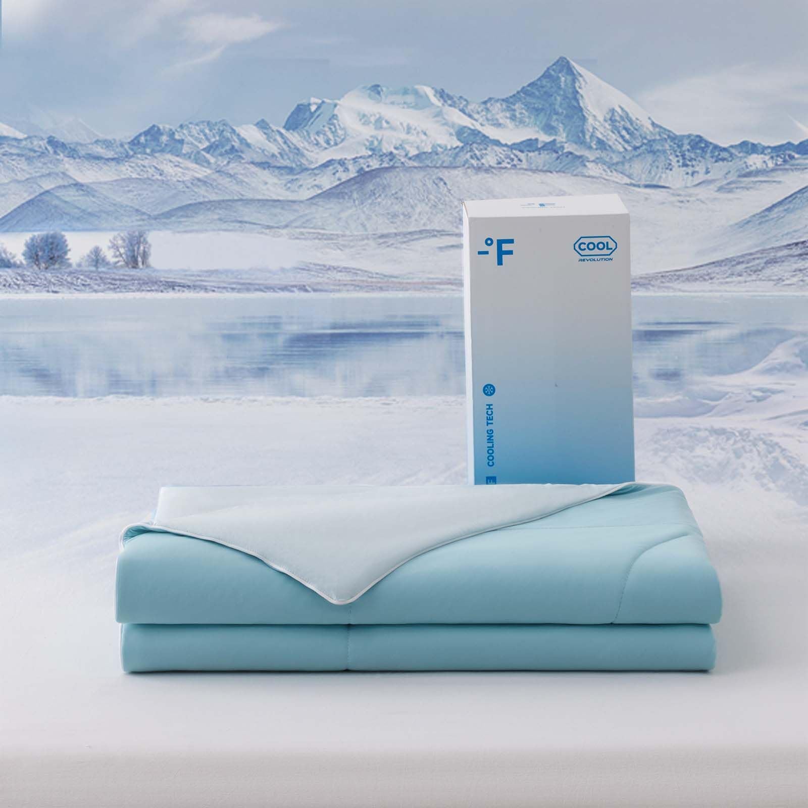 Cooling Comforter for Hot Sleepers, Double-Sided Cooling Technology Blanket, Cooling Fabric Summer Comforter- Soft, Breathable, Lightweight - Blue, Queen 90"x90"