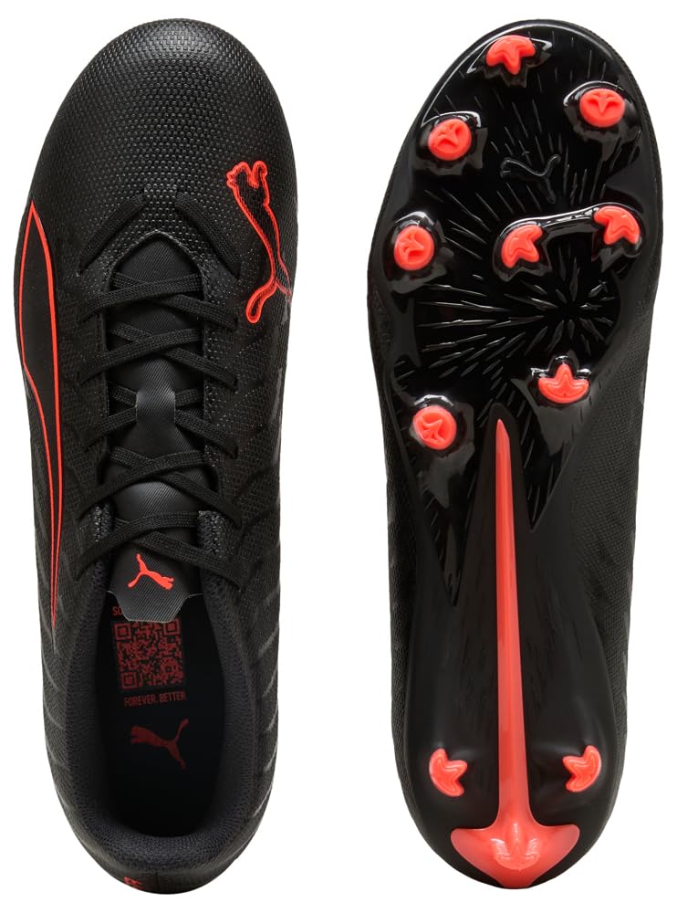 PUMA Buty piłkarskie unisex Ultra 6 Play FG/AG, czarne, czerwone, 40 EU, Puma Czarny PUMA czerwony, 41 EU