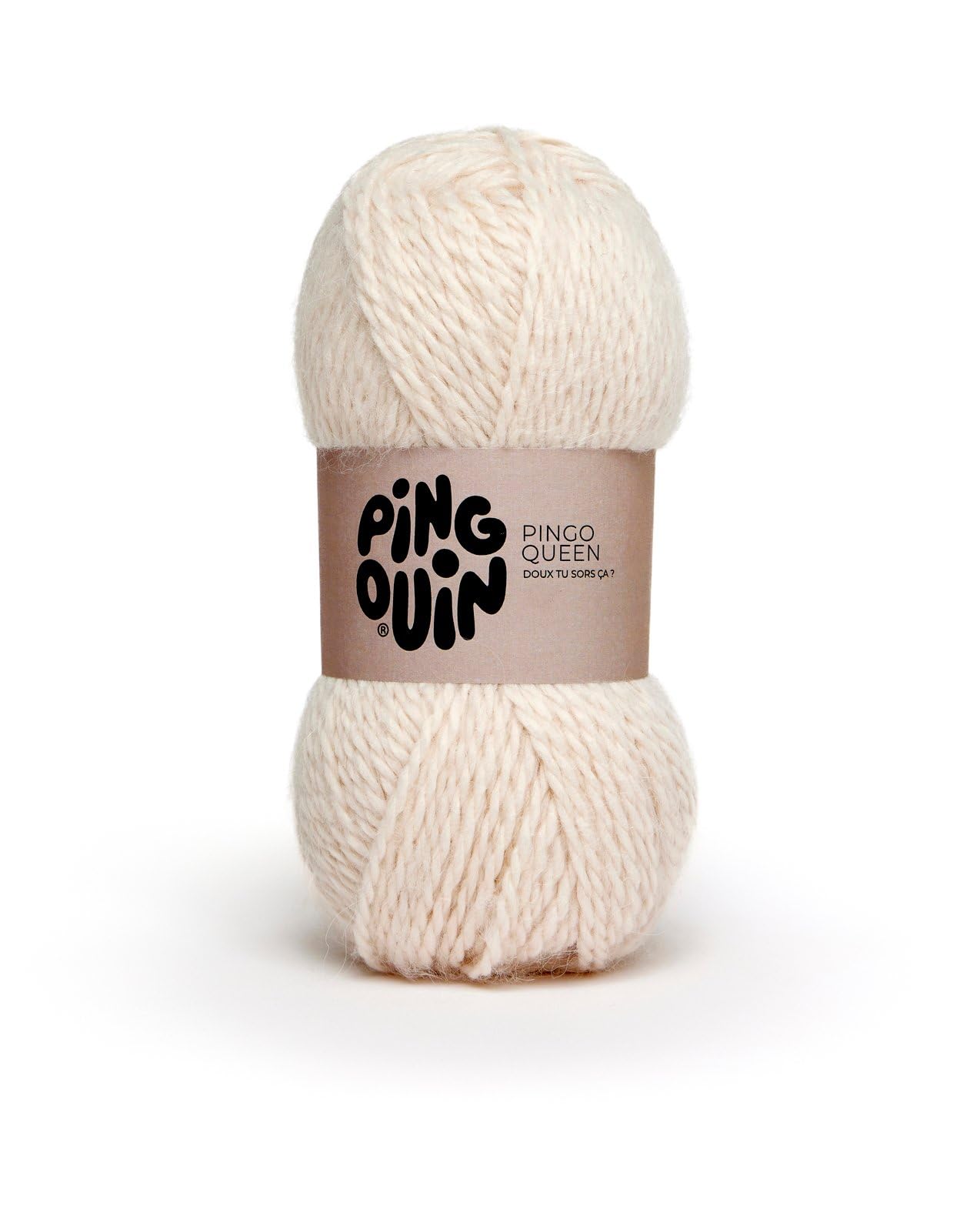 Pingouin - Pelote de Laine Pingo Queen - Laine à Crocheter et à Tricoter - 10% ALPAGA,​90% ACRYLIQUE - Aiguille n°6 - Couleur BLANC
