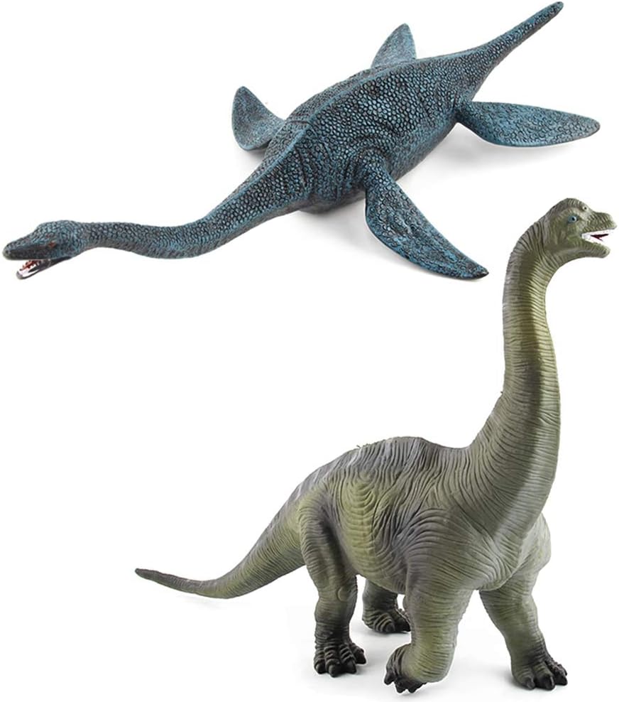 EOIVSH 2 Pack Large Dinosaur Figure Toys Brachiosaurus & Plesiosaur, Jumbo Realistic Dinosaur Playset Party Favors Birthday Gift for Kids Boys Girls Children