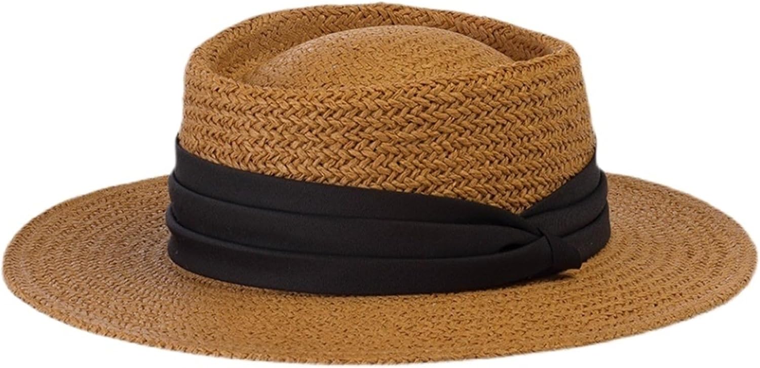 Kids' Wide Brim Straw Sun Hat - Woven Belt Design for UV Protection & Outdoor