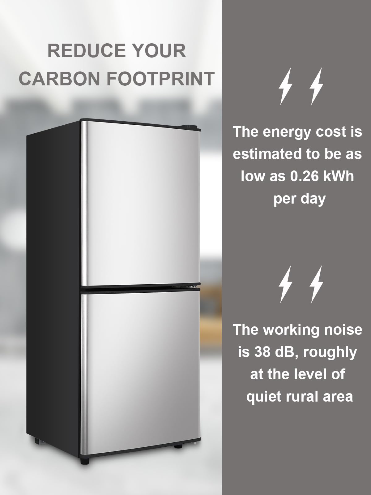 Krib Bling Refrigerator With Freezer 4.0 Cu.Ft With 7 Level Adjustable Thermostat Control 2 Door Bottom Freezer Refrigerator Lock Fresh Energy Saving For Apartment Bedroom Dorm And Office Silver on Fridge.com - View 3